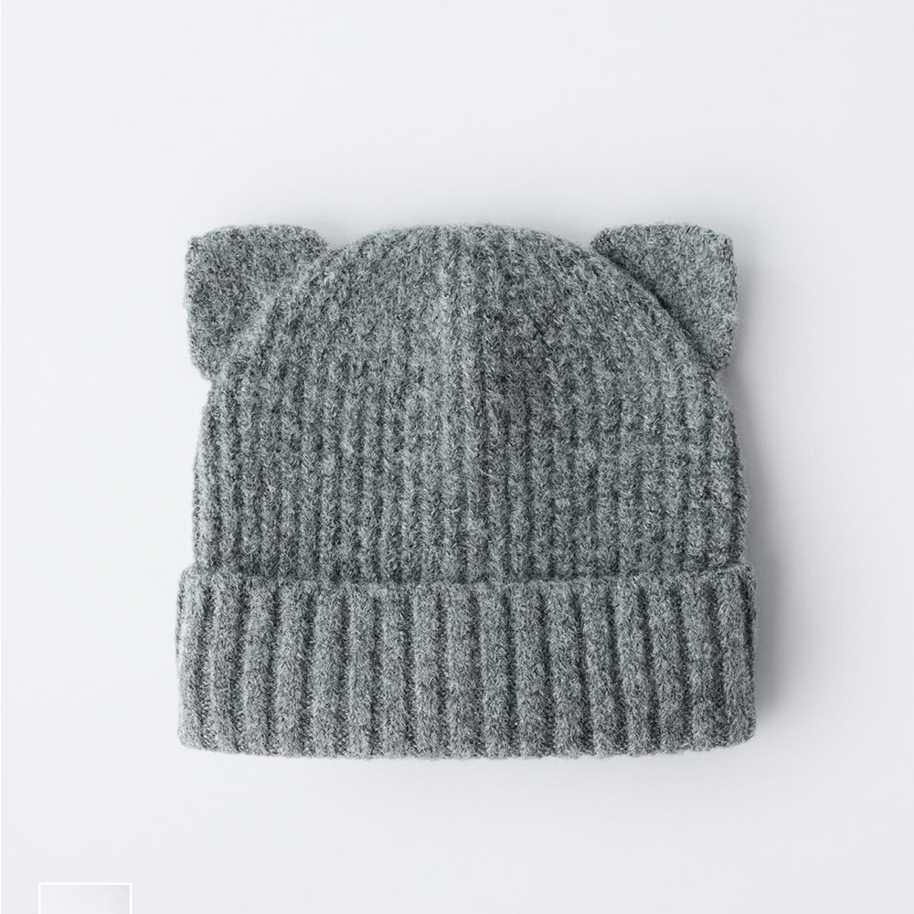 ZARA Gray Knit Kids Hat with Ears